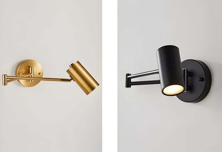 Lampe murale LED or et noir, design moderne, excellente pour éclairer une chambre.