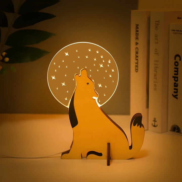 Cadeau idéal: lampe LED animaux pour chambre d'enfant, design charmant en bois et acrylique, lumière apaisante.