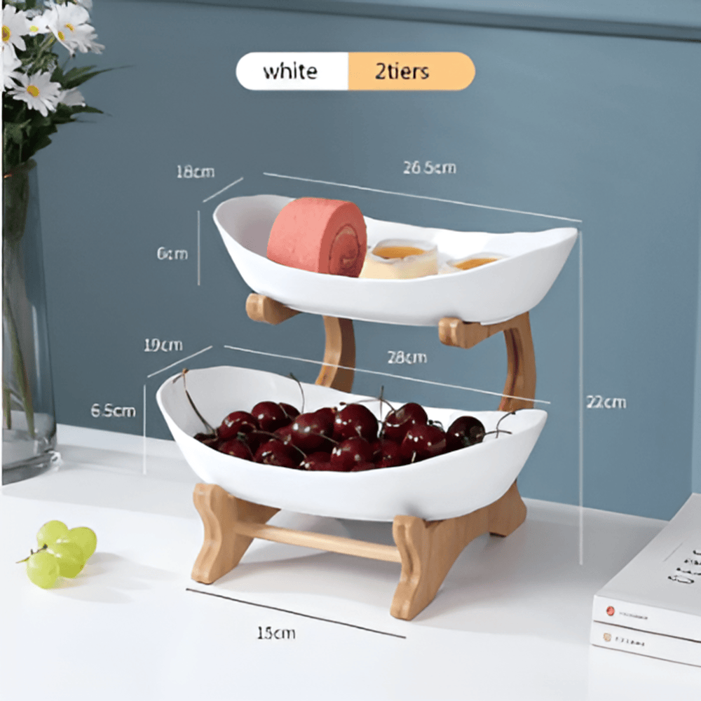 Plateau de service multi-niveaux pour fruits frais. Améliore l'organisation et la décoration de la cuisine.