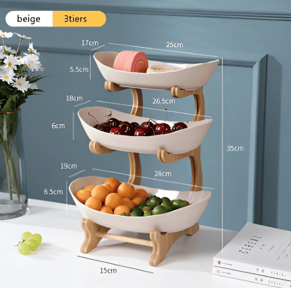 Rangement cuisine intelligent : présentoir à fruits frais blanc. Design épuré et fonctionnel.