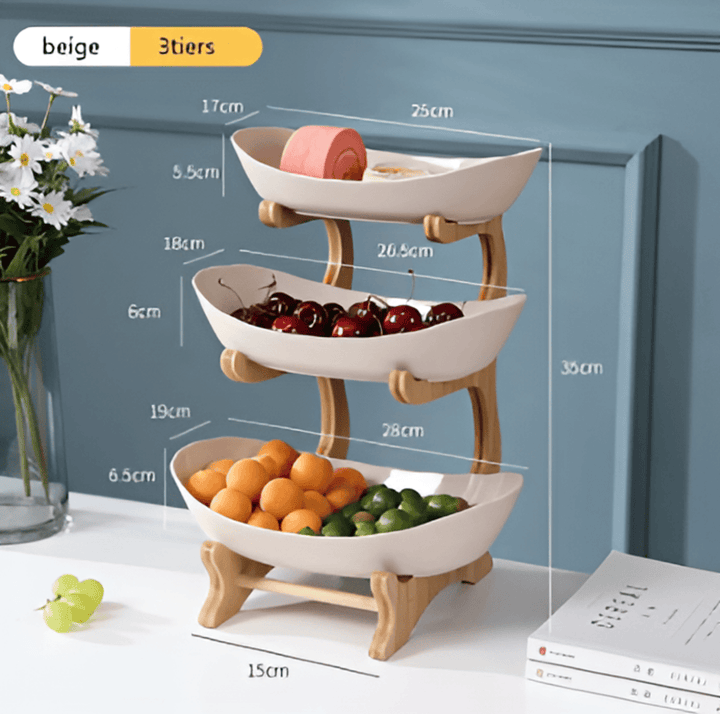 Rangement cuisine intelligent : présentoir à fruits frais blanc. Design épuré et fonctionnel.