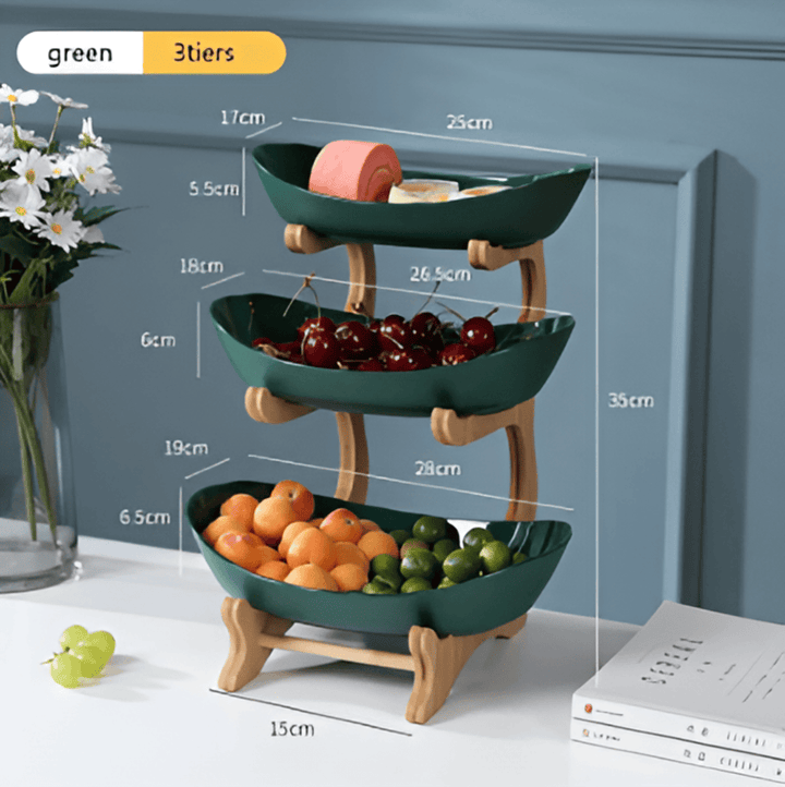 Décoration cuisine avec ce bol à fruits à plusieurs niveaux. Style moderne et pratique pour les fruits.