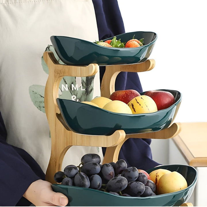 Organisateur de cuisine vertical pour fruits et légumes. Rangement astucieux pour comptoir moderne.