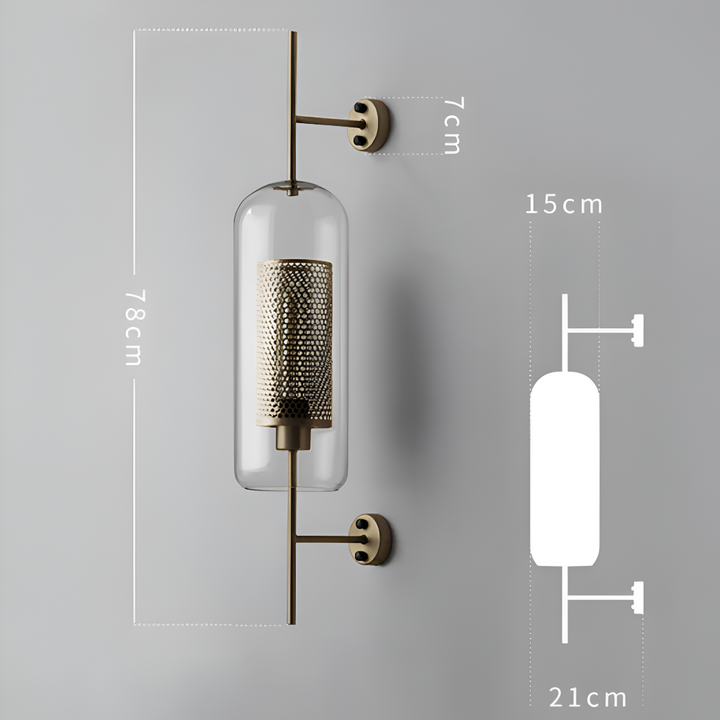 Applique murale LED vintage Hexara dans une chambre, design ruche, apportant une lumière douce.