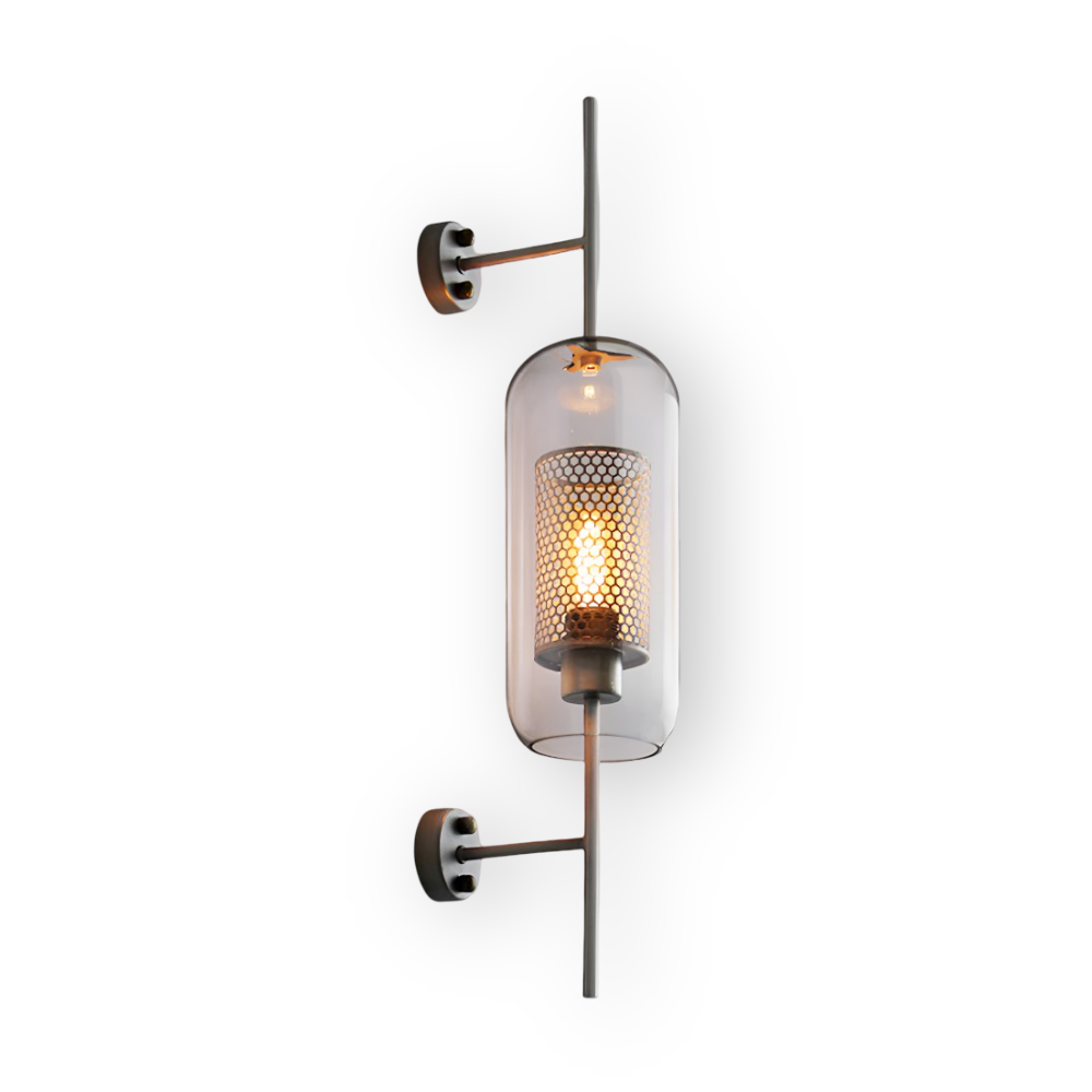 Luminaire design LED Hexara argent, style vintage ruche, éclairage ambiant doux.