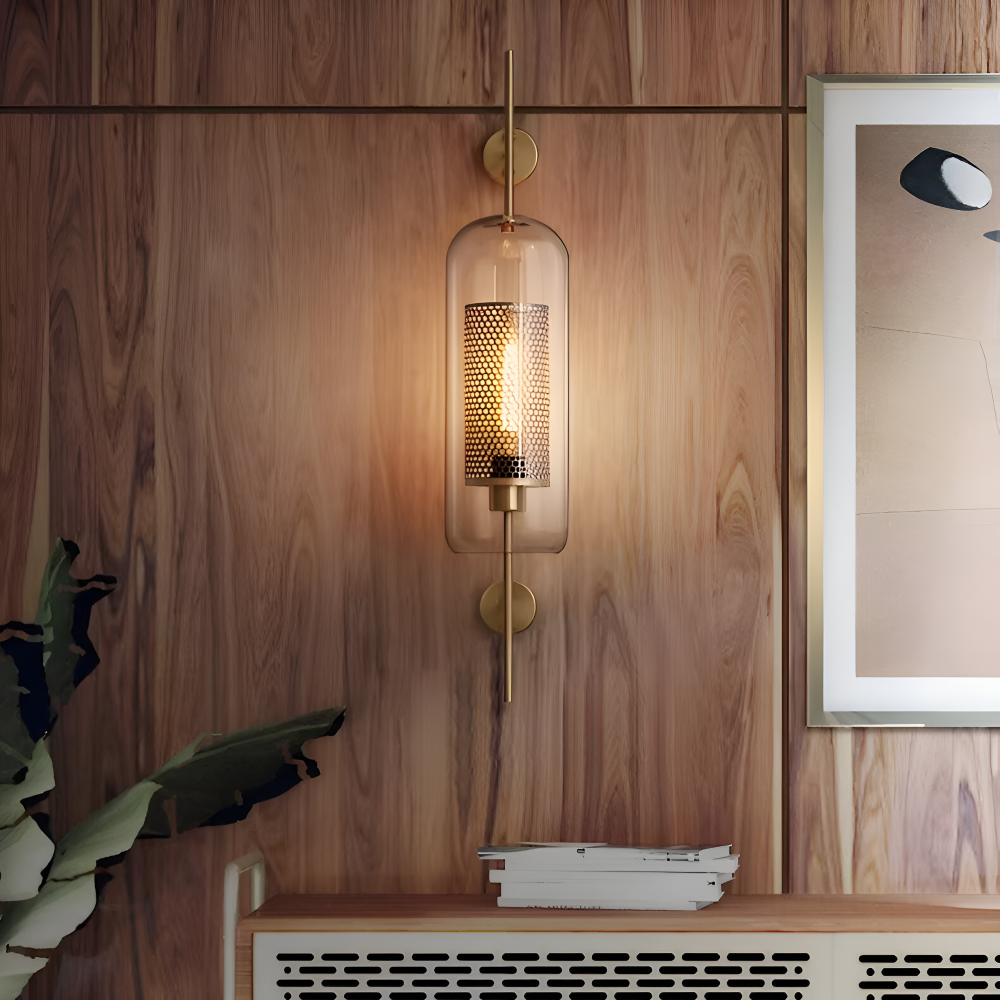 Applique murale LED Hexara vintage finition argent, design nid d'abeille, lumière douce chambre.