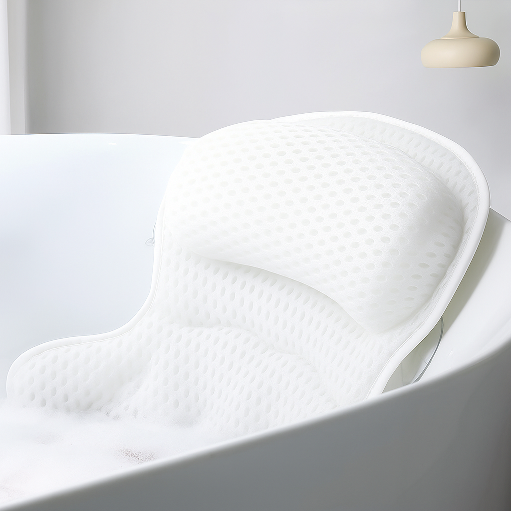 Plongez dans le confort avec cet oreiller de bain ultra-doux. Détente ultime pour votre corps et esprit, comme au spa.