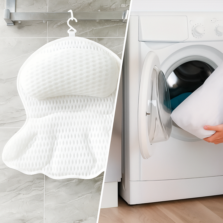 Oreiller de bain hypoallergénique, doux et respirant, parfait pour une détente confortable. Soulage nuque et dos.