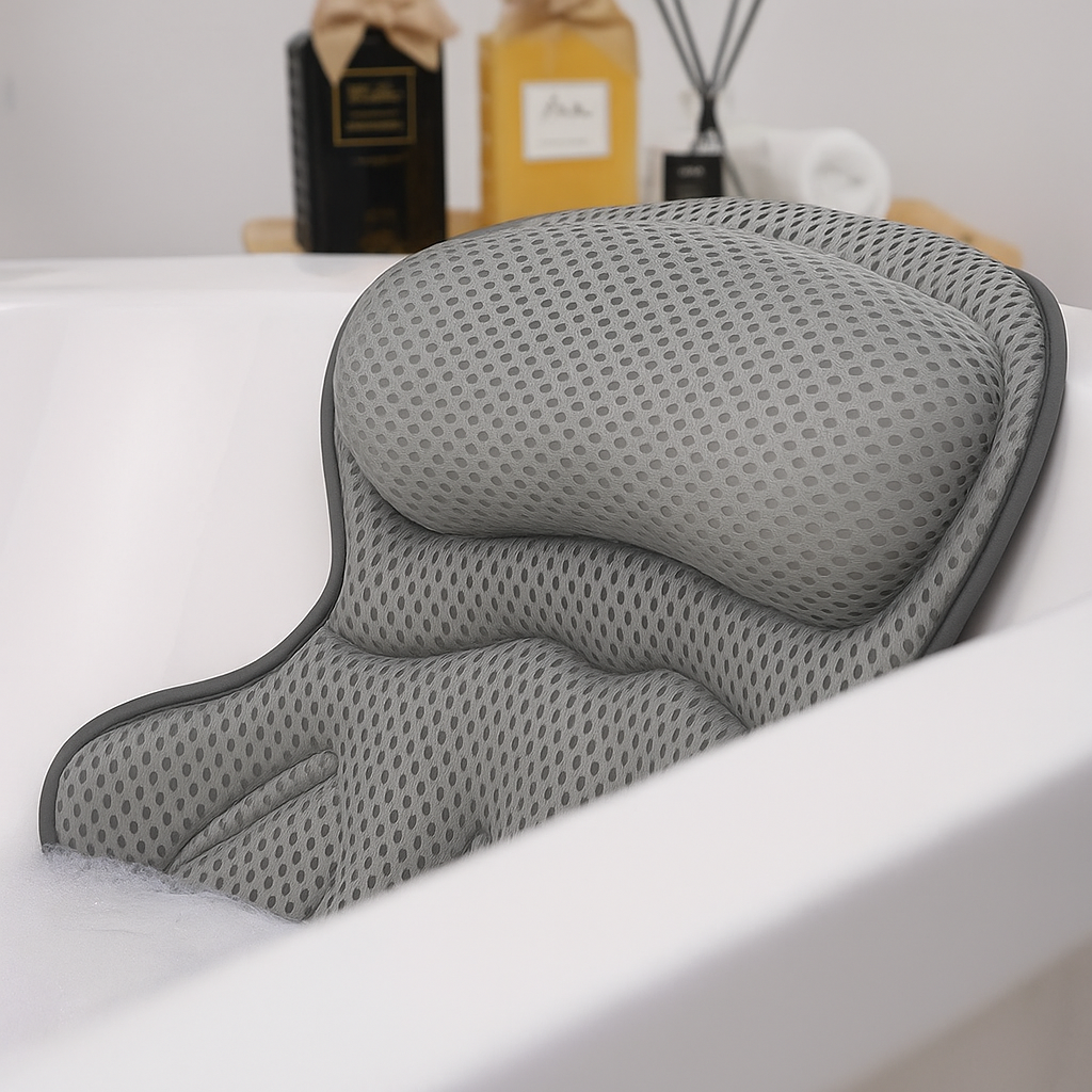 Expérience spa luxueuse avec cet oreiller de bain moelleux. Confort pour nuque/dos, accessoire détente ultime.