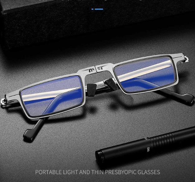 Paire de lunettes de lecture pliables unisexes en titane léger, avec protection anti-lumière bleue et UV.