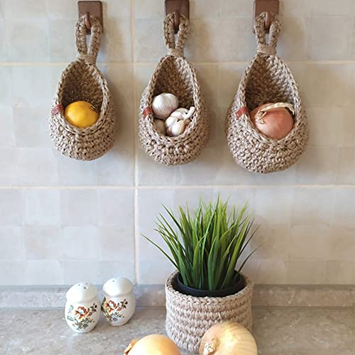 Panier mural en coton pour rangement cuisine: fruits, légumes. Organisation maison élégante et gain de place.