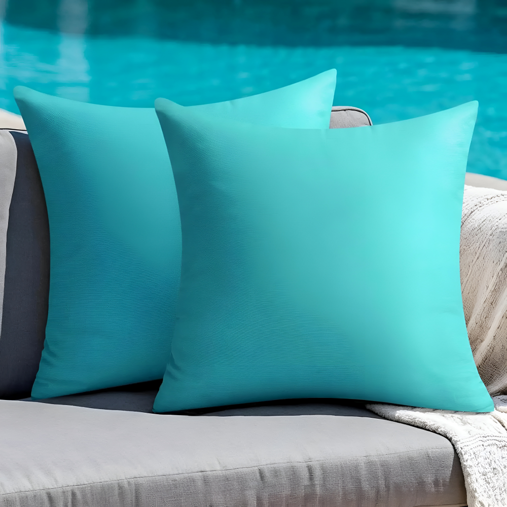 Housse de coussin d'extérieur 45x45 cm style lin, déperlante, idéale pour jardin et terrasse.
