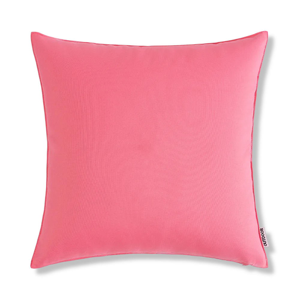 Détail d'une housse de coussin 45x45 cm déperlante aspect lin, conçue pour l'extérieur.