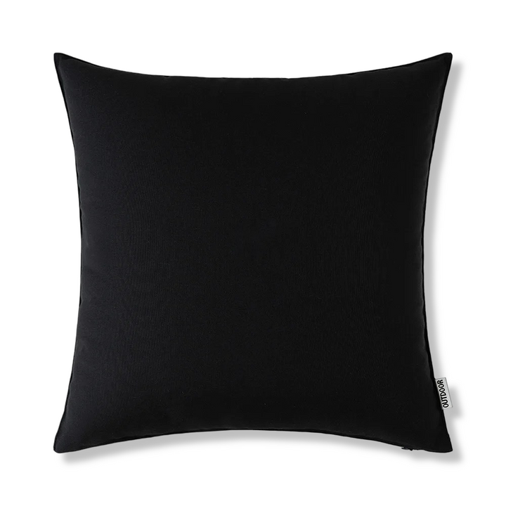 Housse de coussin 45x45 cm rustique, déperlante, pour jardin ensoleillé ou terrasse ombragée.