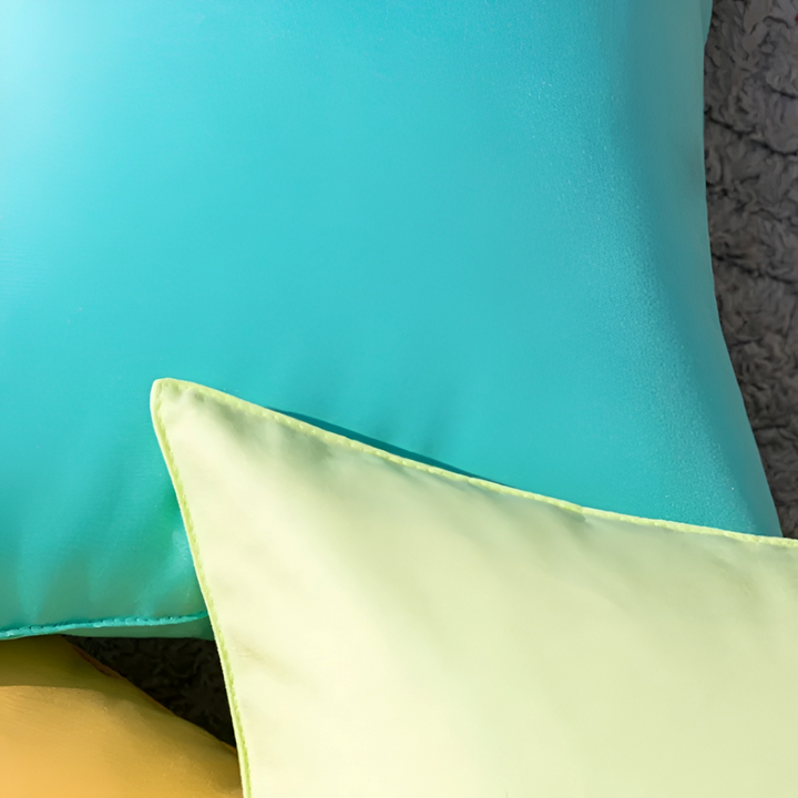 Housse décorative rustique 45x45 cm pour coussin de jardin, matière déperlante en polyester.
