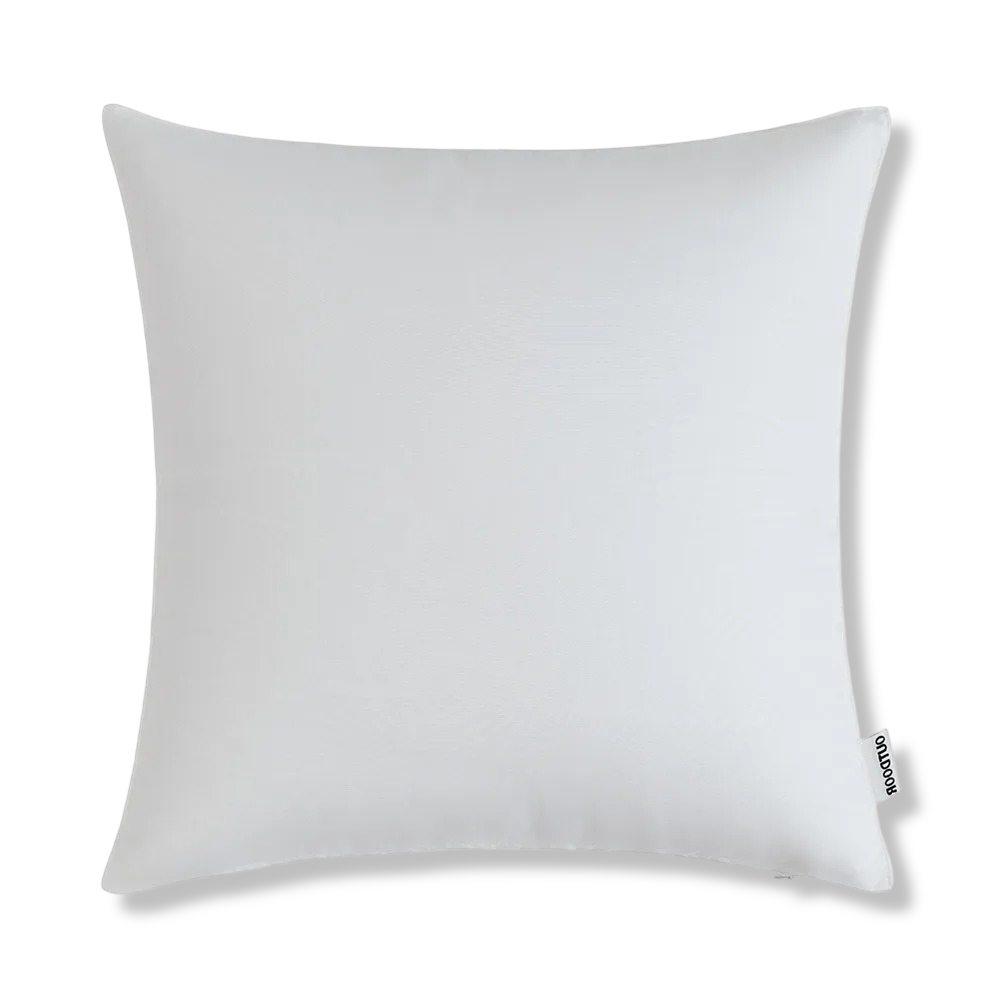 Texture aspect lin d'une housse de coussin 45x45 cm déperlante pour usage extérieur.