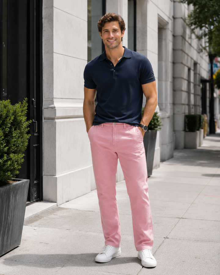 Pantalon chino slim fit homme, élégant et moderne, idéal pour un look chic et décontracté.