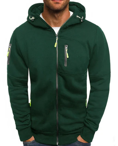 Sweat zippé homme anthracite, avec capuche et cordon, coupe moderne. Parfait pour un style streetwear.