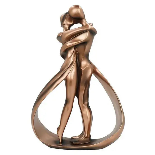 Décoration intérieure: magnifique sculpture abstraite en bronze représentant un couple. Ambiance romantique salon.