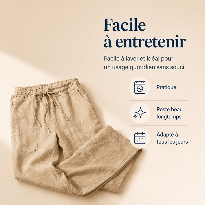 Élégant pantalon en lin pour homme, idéal pour un confort décontracté en été, mode masculine légère et ample.