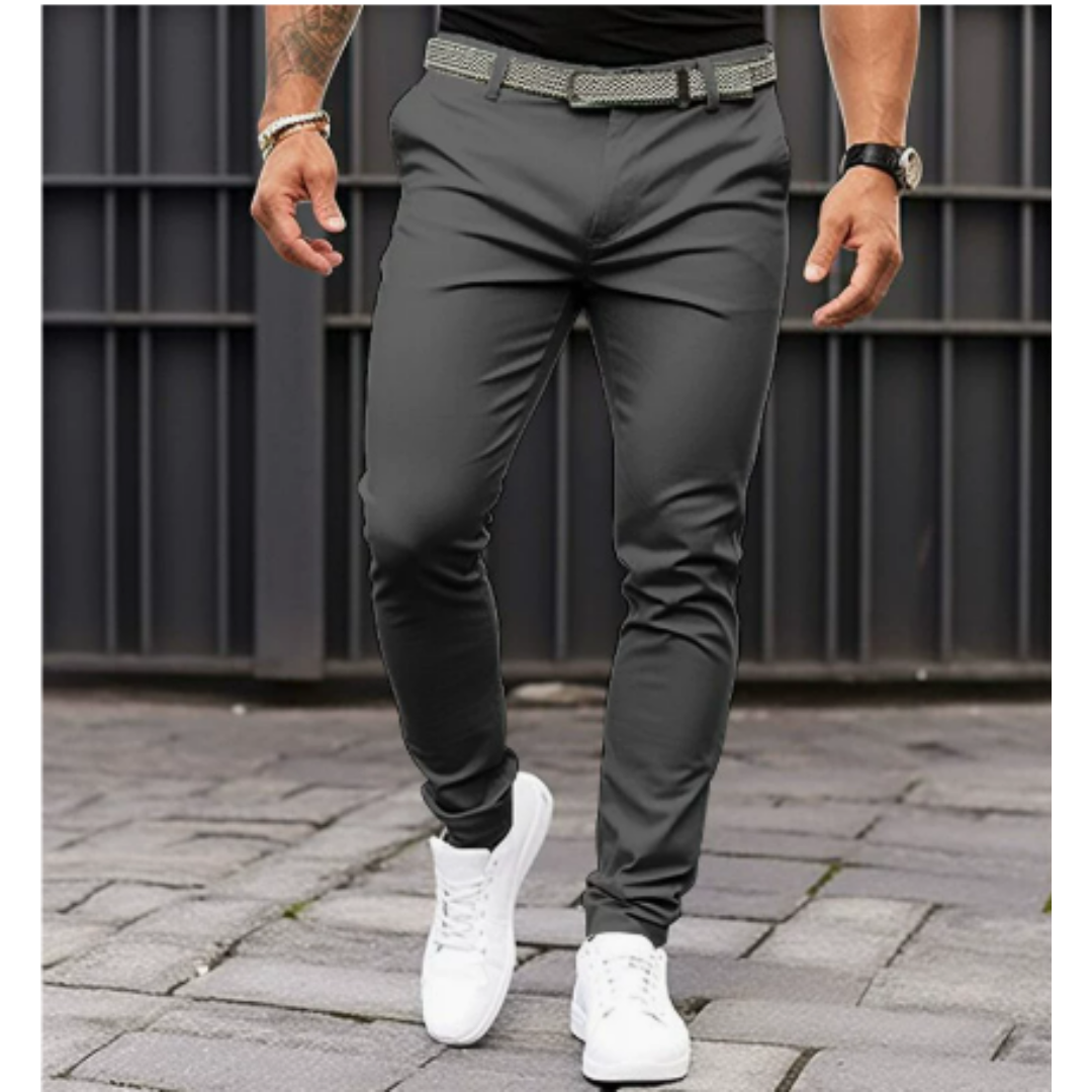 Pantalon homme avec coupe slim distinctive et jambe étroite. Parfait pour un look moderne et affiné. Vêtement homme.
