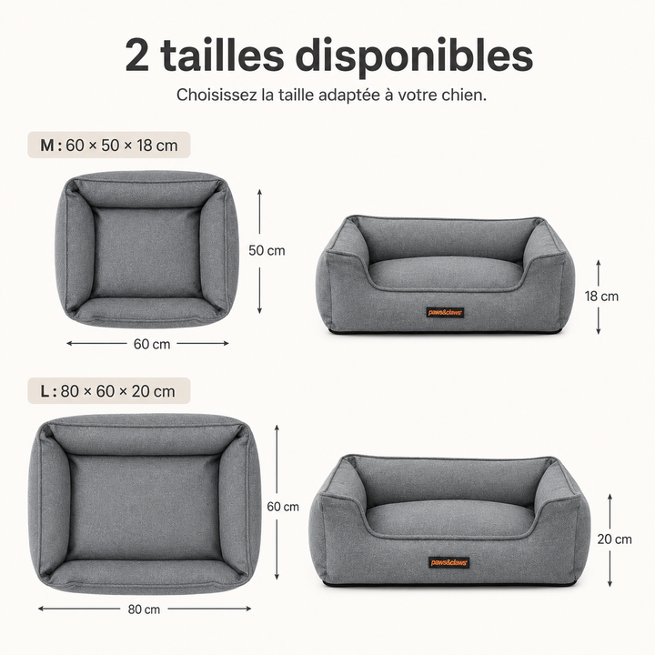 Lit de luxe orthopédique pour chien, mousse mémoire premium garantissant confort et soutien articulaire supérieur.