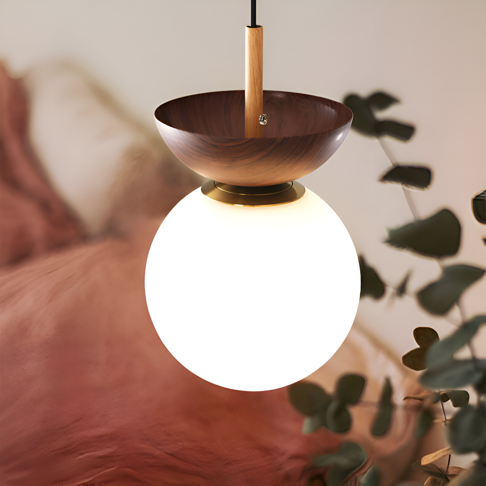 Lustre Perle LED, style japonais, lampe de plafond décorative, ambiance élégante.