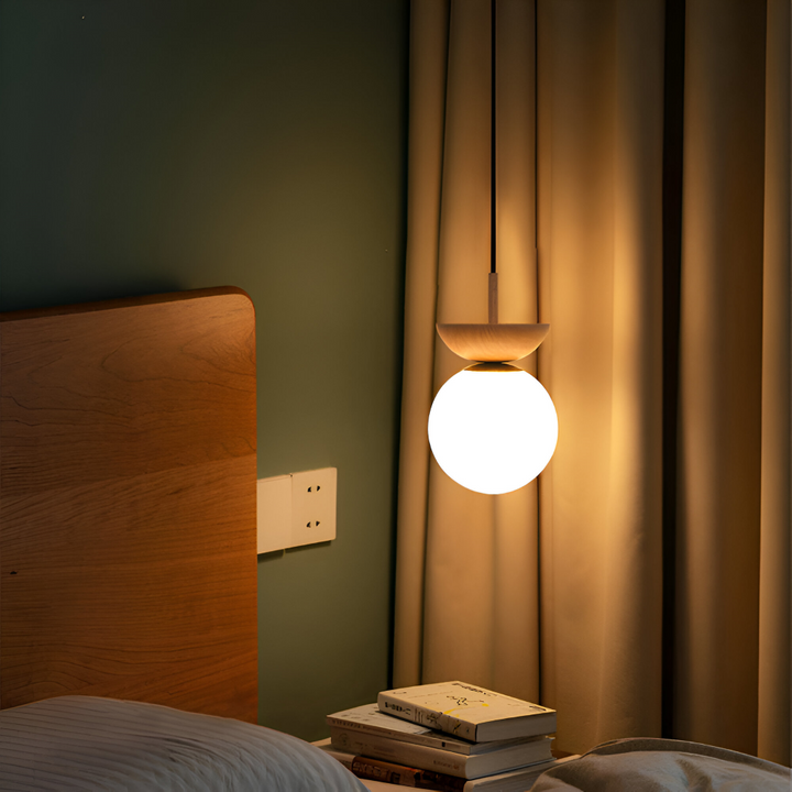 Lampe suspendue LED Perle style japonais, luminaire plafond pour ambiance douce.