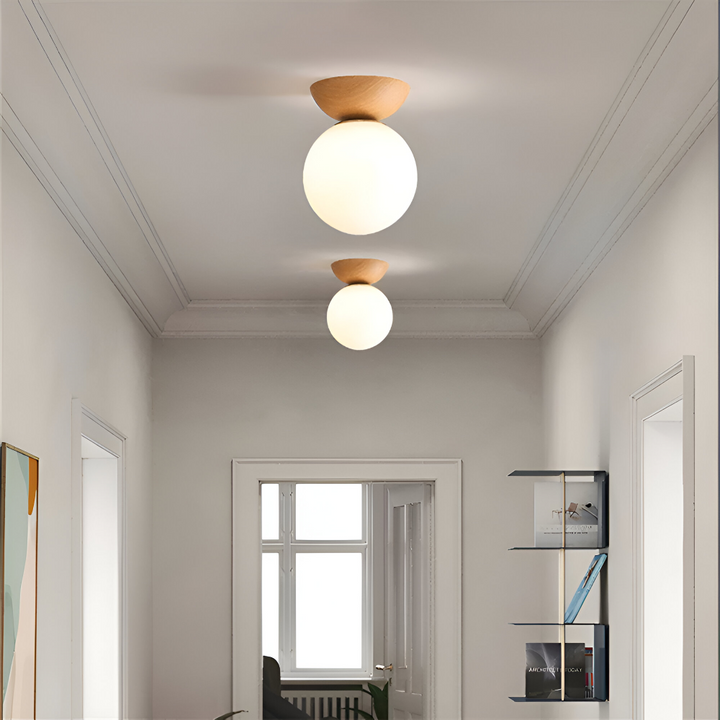 Luminaire LED Perle, design suspendu élégant, lumière ambiante, style japonais.