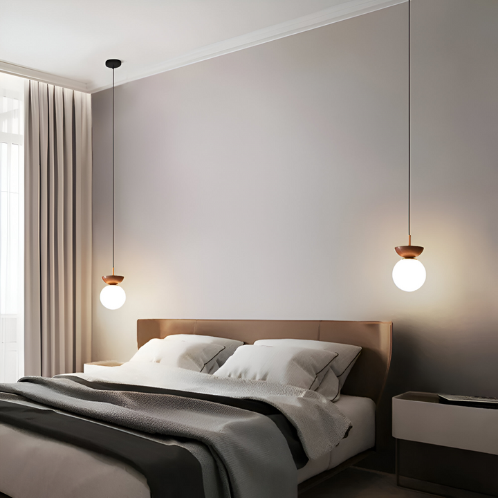 Lampe de plafond LED Perle, suspension décorative japonaise, éclairage intérieur moderne.