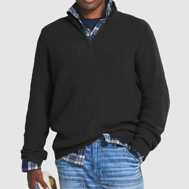Pull homme élégant et confortable avec col zippé. Parfait pour un look hivernal décontracté ou semi-formel.