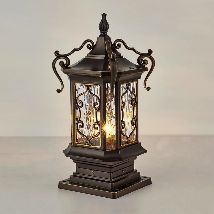 Éclairage de pilier extérieur vintage en alu. Lampe classique pour jardin, terrasse, résiste à l'eau (IP65).
