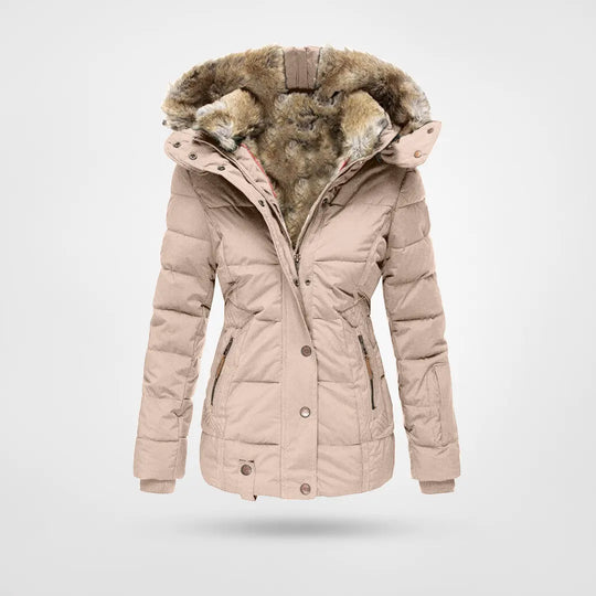 Manteau chaud femme, style élégant, avec capuche. Idéal pour l'hiver et le grand froid. Vêtement confortable.