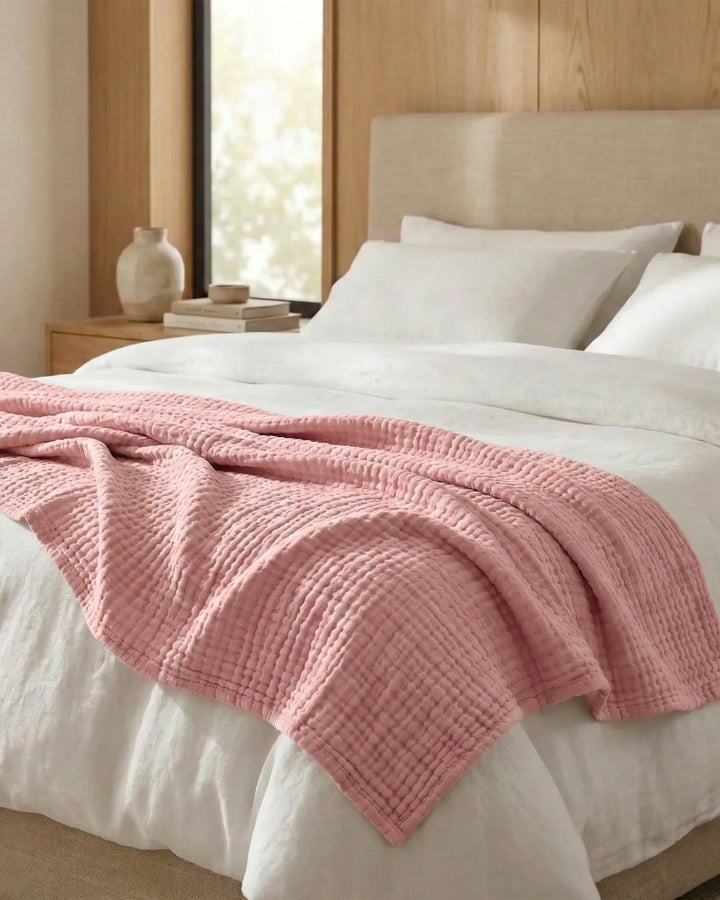 Plaid en coton pour la maison, doux, élégant et respirant, parfait pour le confort quotidien.