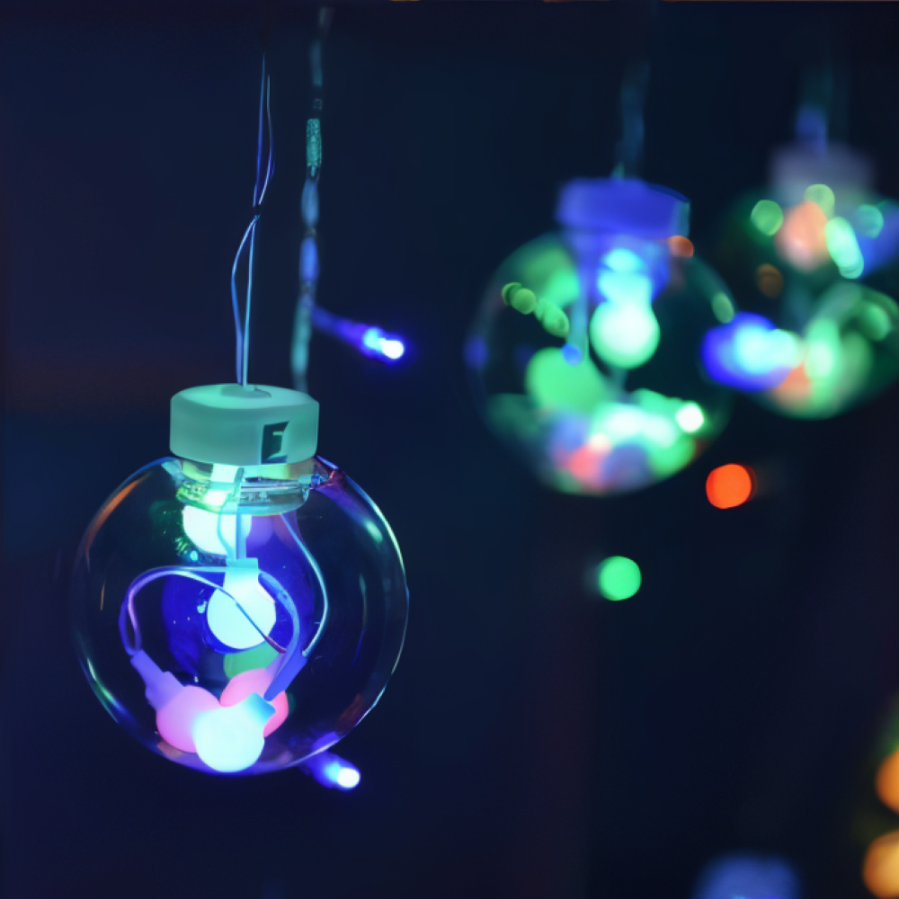 Guirlande lumineuse solaire LED, boules multicolores pour jardin. Déco de fête étanche.