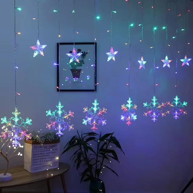 Guirlande lumineuse solaire LED flocon de neige. Éclairage extérieur étanche pour une déco féerique.