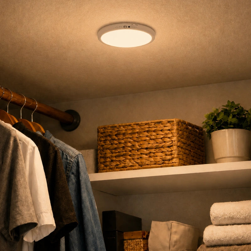 Luminaire LED de plafond, lumière intelligente, détecteur de mouvement, installation facile, économie d'énergie.