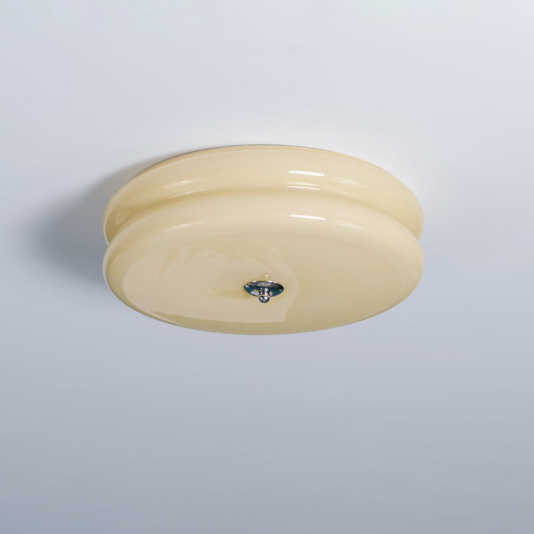 Plafonnier élégant géométrique Art Déco pour un salon ou une chambre. Luminaire vintage de qualité.