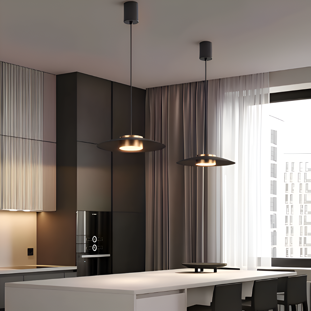 Lampe suspendue LED dimmable, design nordique industriel moderne, idéale salle à manger. Lumière réglable.