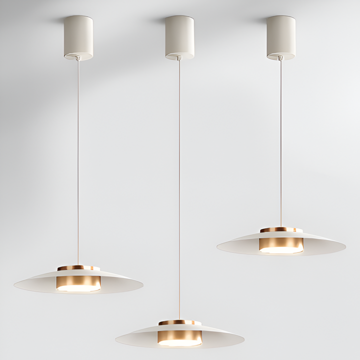 Lampe suspendue LED polyvalente, dimmable. Design industriel nordique pour décoration intérieure et éclairage réglable.