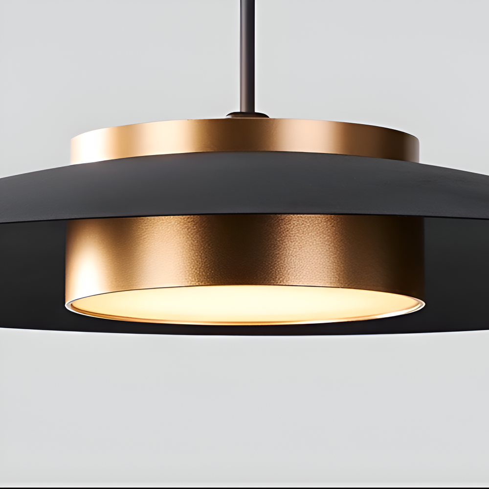 Plafonnier LED moderne, lampe suspendue industrielle. Éclairage dimmable pour ambiance chaleureuse, design nordique.