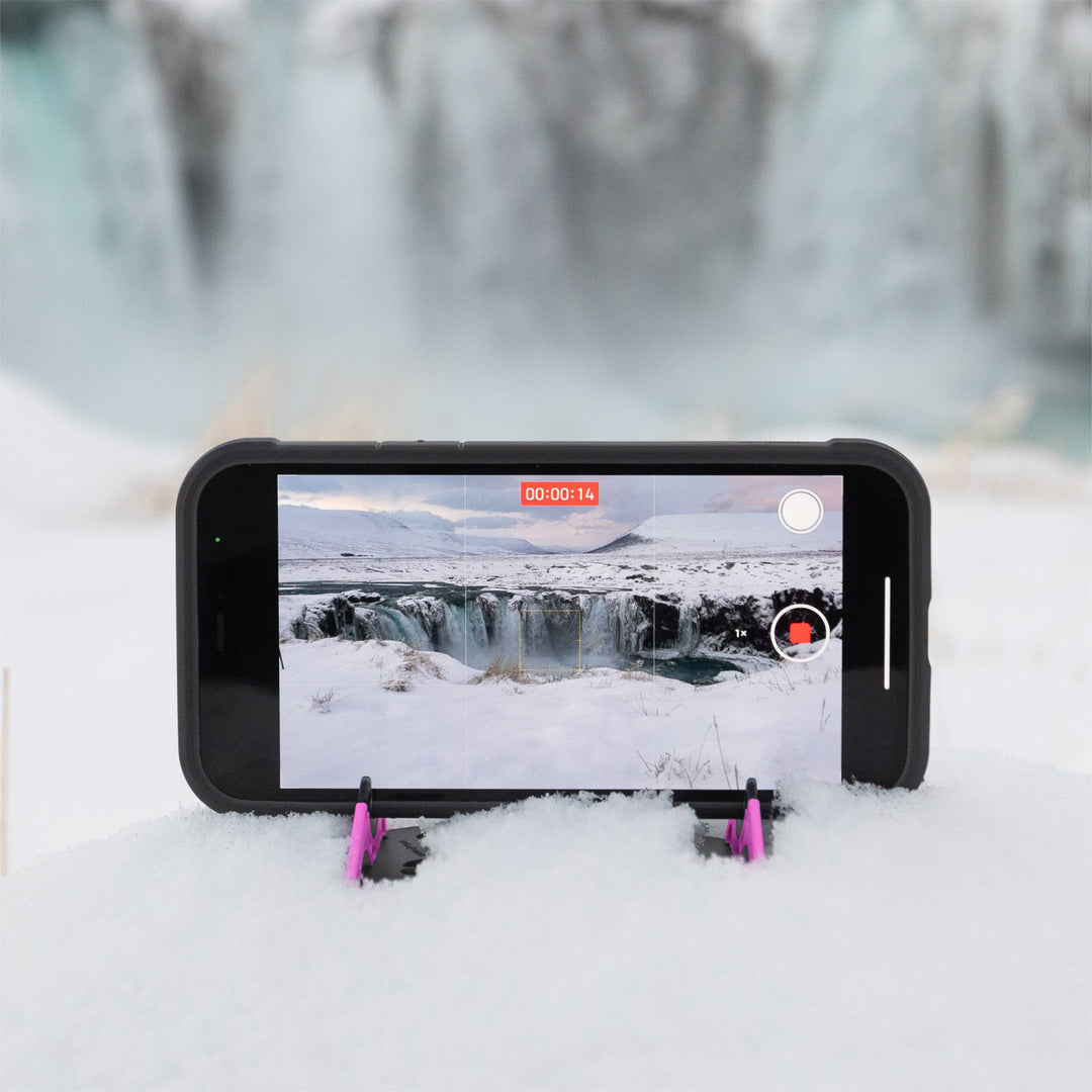 Trépied SnapFold avec rotule, support polyvalent pour téléphone portable, ajustable.