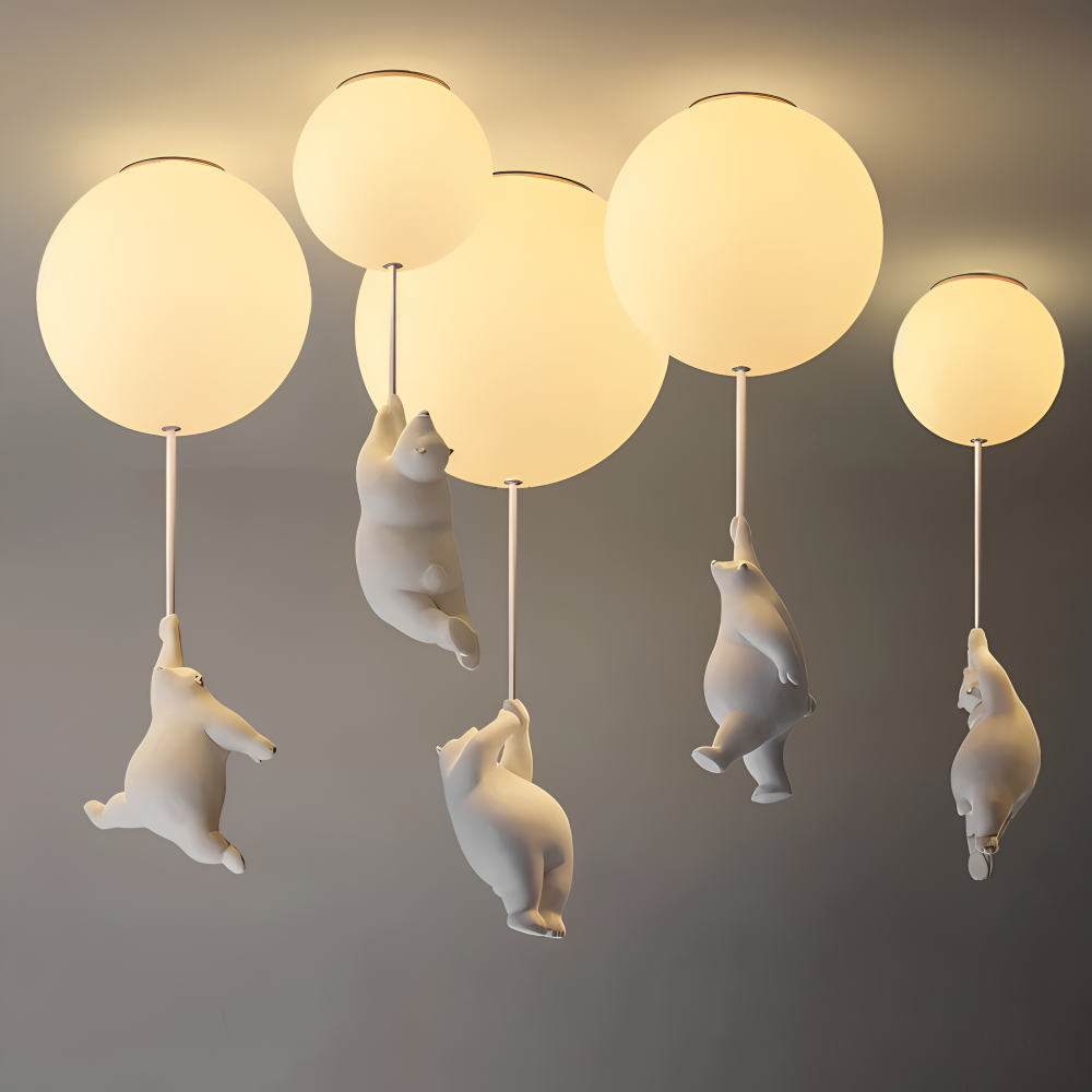 Lampe suspension enfant BalloBear : ours et ballon pour chambre bébé, lumière douce LED.