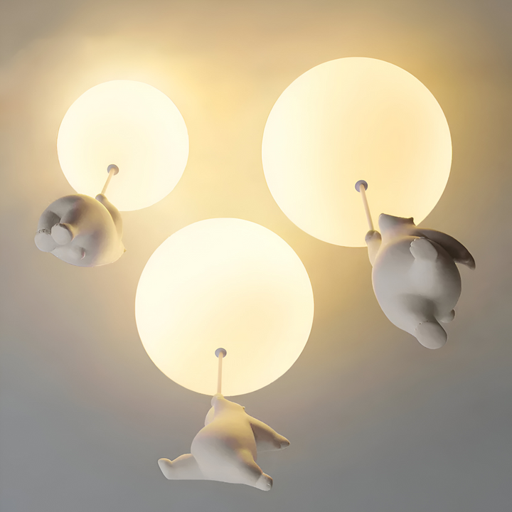 Lampe LED BalloBear pour enfant, suspension ourson et ballon, économie d'énergie, blanc chaud.