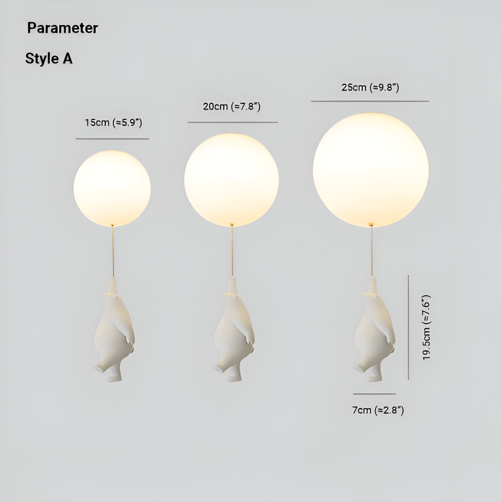 Plafonnier BalloBear, lampe chambre enfant, ours et ballon, parfait pour une veilleuse.