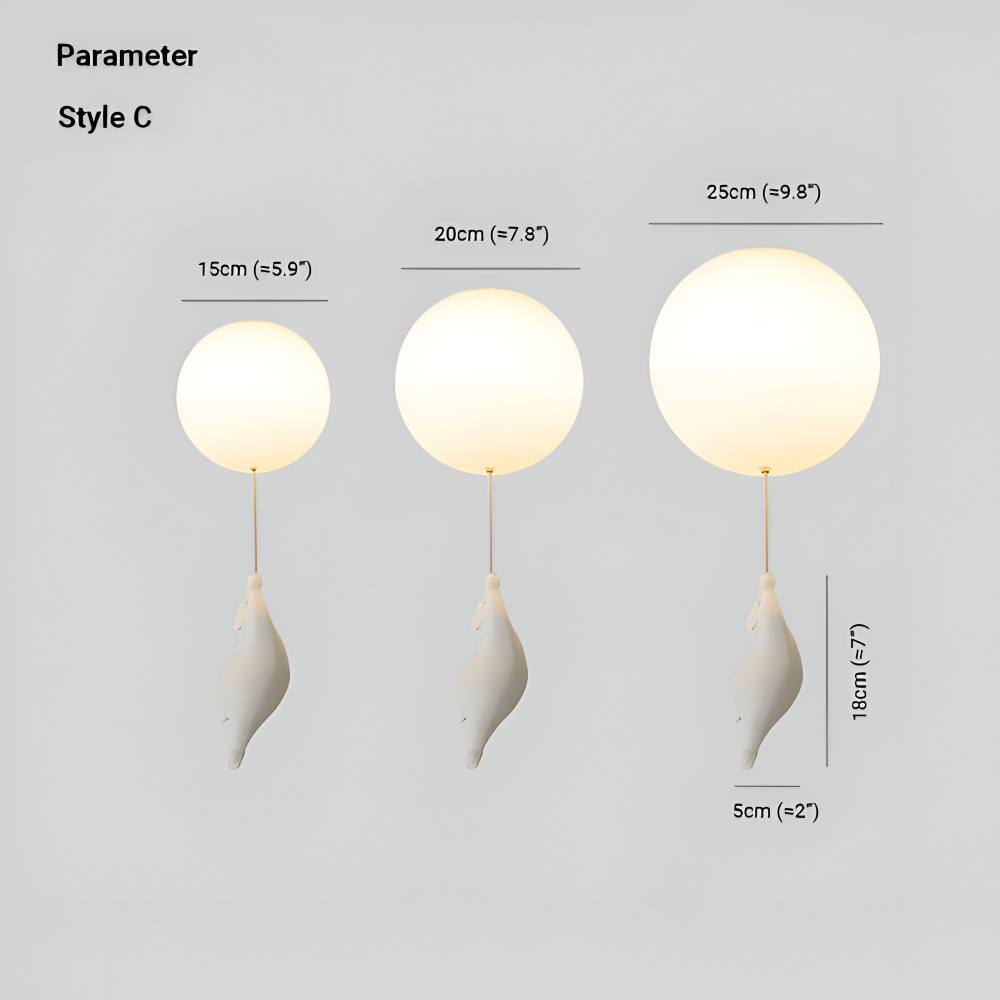 Suspension LED BalloBear, lampe ourson et ballon, lumière douce pour une chambre cosy.