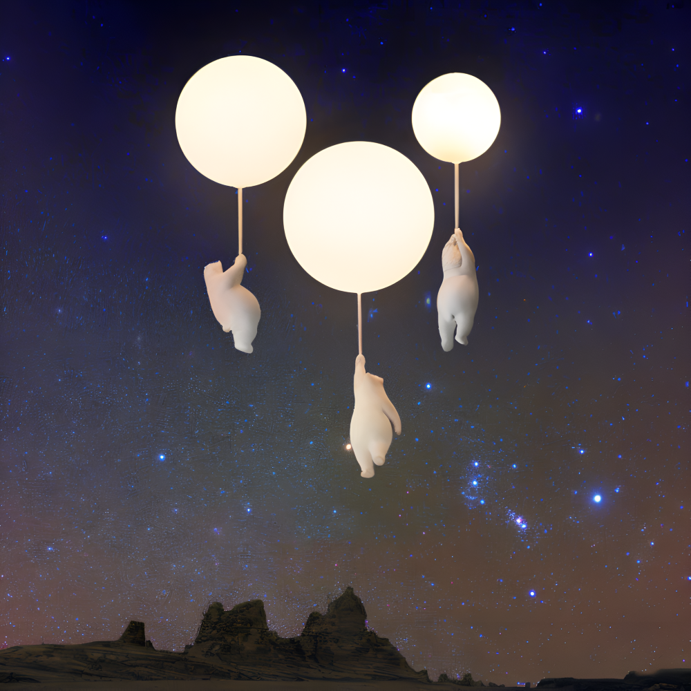 Lampe pour chambre d'enfant BalloBear, ours mignon et ballon, éclairage LED blanc chaud.