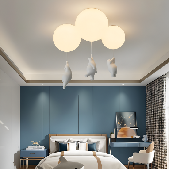 Lampe ludique BalloBear pour chambre d'enfant, ourson et ballon, crée une ambiance douce.