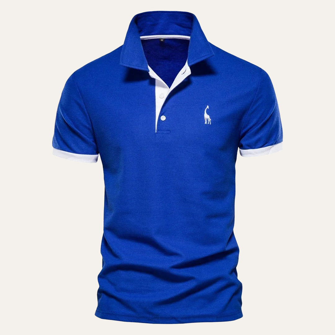 Polo homme bleu marine, col contrasté. Style décontracté et coupe ajustée pour la mode masculine.