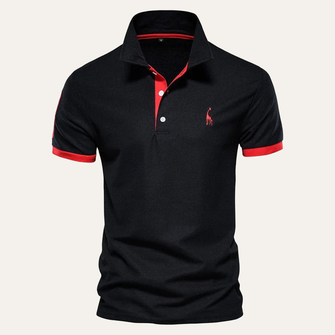 Mode masculine : polo homme manches courtes avec col contrasté. Coupe ajustée pour un style chic.